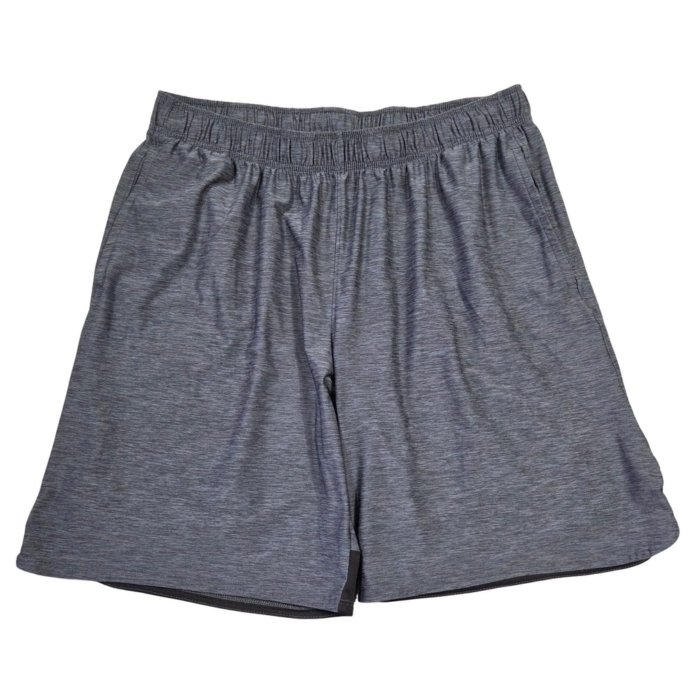 Athletic Works Men Charcoal Gray Space Dye Gym Shorts Elastic Waist L Athleisure